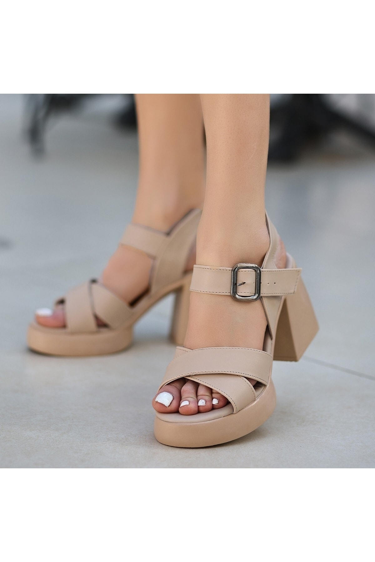 Jaina Nude Cilt Topuklu Sandalet