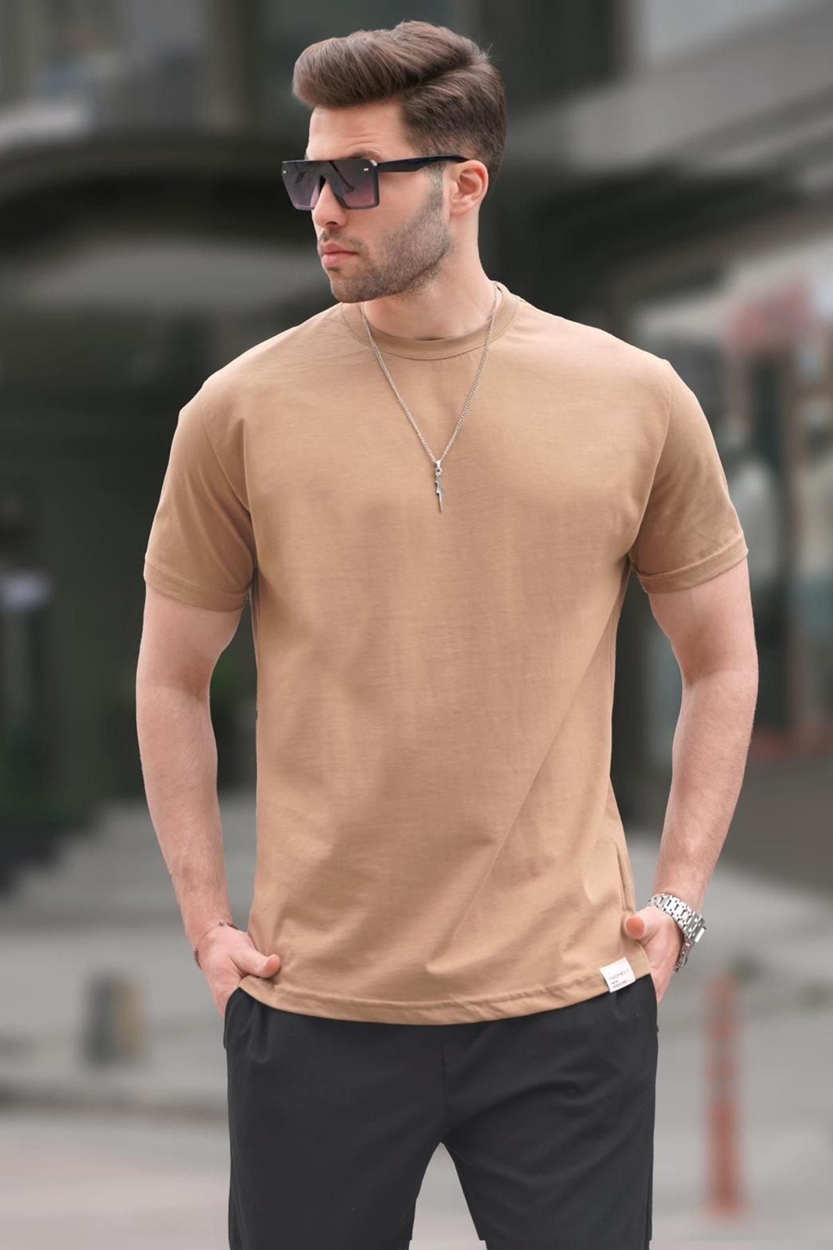 تی شرت یقه خدمه طرح چاپی مدل اسلیم فیت آستین کوتاه مردانه مدمکست Madmext (ساخت ترکیه)