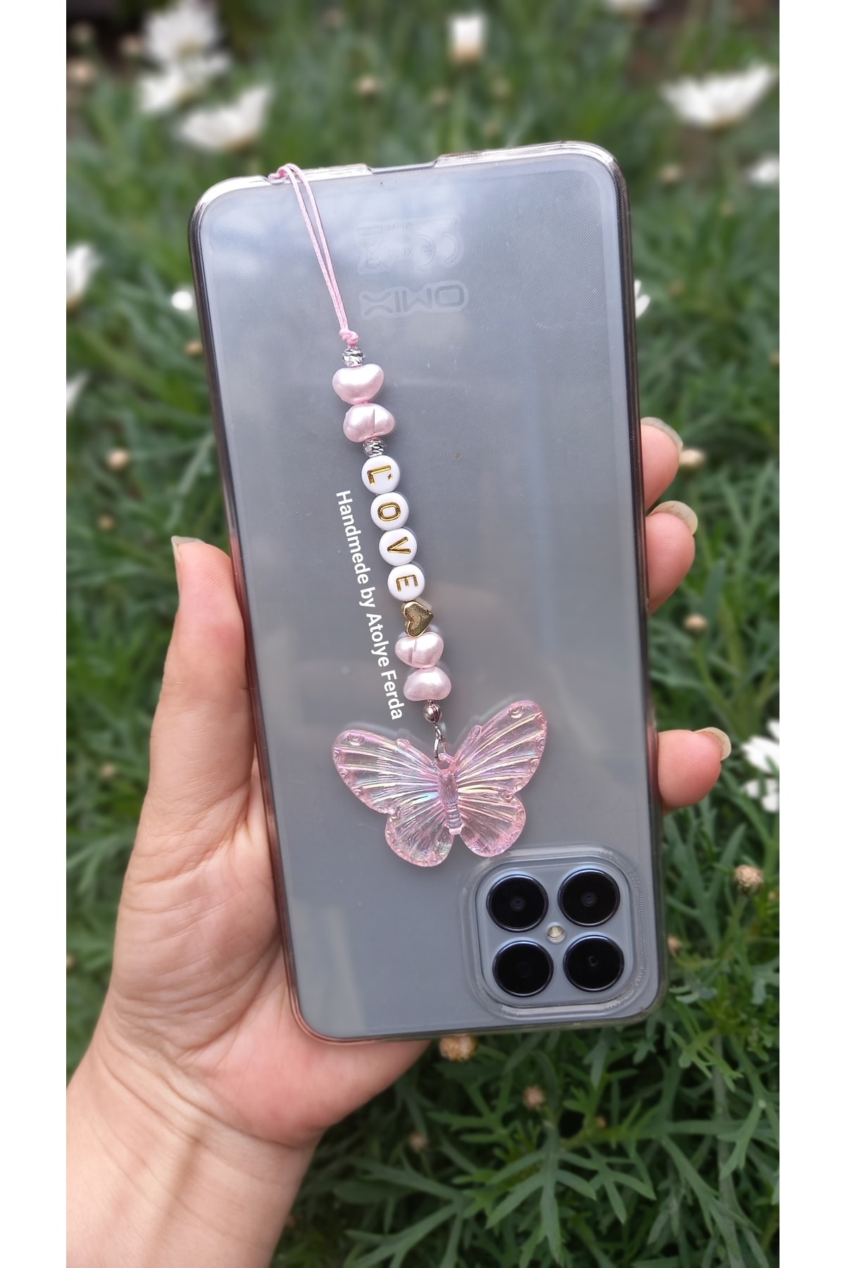 Butterfly Shaped Pearl Phone Charm Phone Ornament (love)