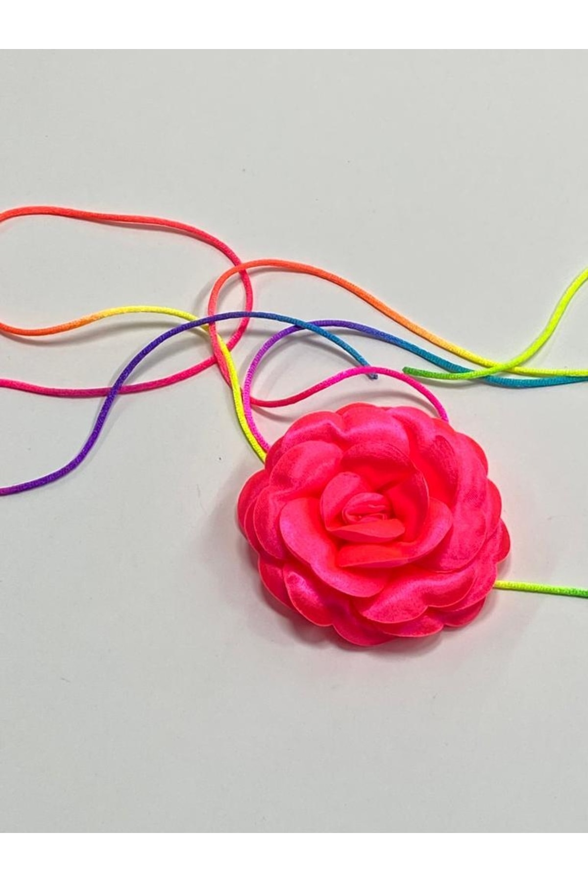 Necklace/choker Necklace/lace up Satin Rose Necklace (NEON PINK)