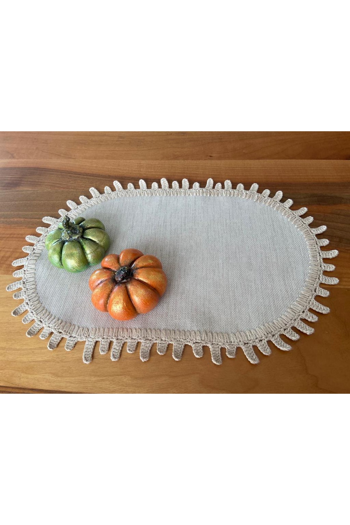 Linen Kumaş Kenarları El Örgülü Sehpa Örtüsü Masa Örtüsü Runner Amerikan Servis Tepsi Örtüsü 3
