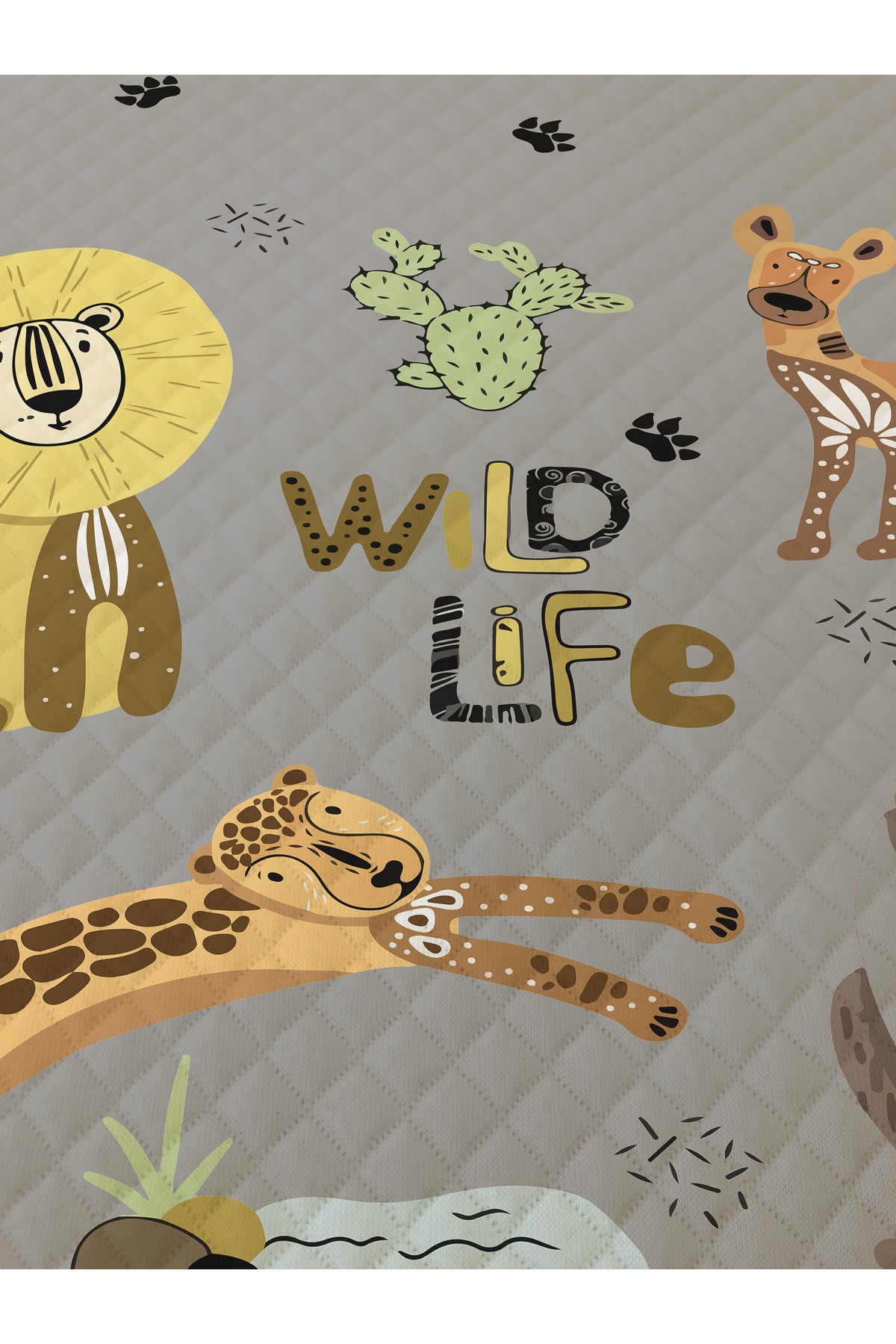 Evmila Hayvan Desenli Bebek Ve Çocuk Baskılı Tek Kişilik Pike Takımı 160 X 220 Cm Gri fotoğrafı 2 (önizleme)