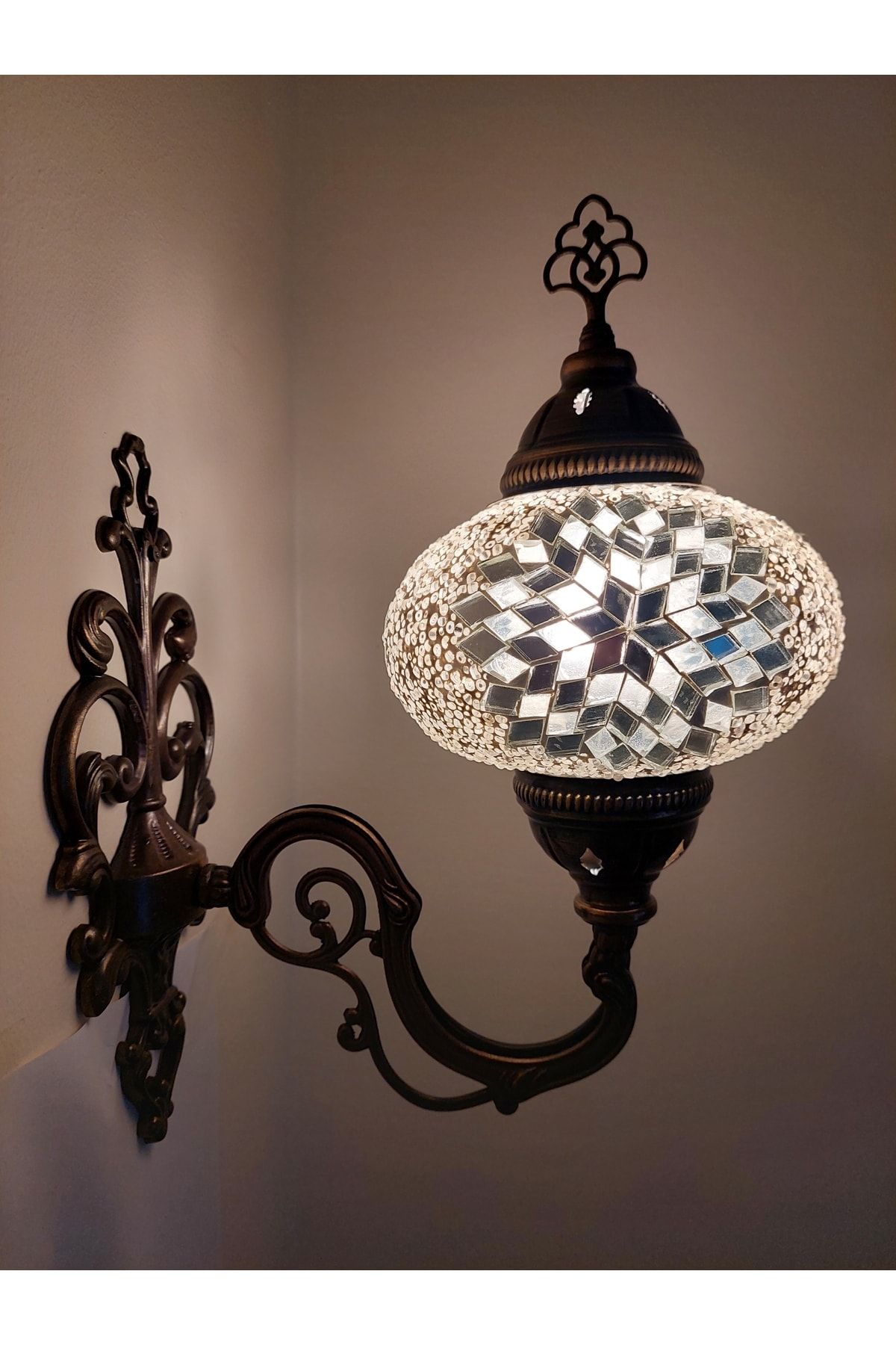 GALATA GIFT Mosaic Sconce Medium Size Turkish Lamp Bulb Gift 18cm Diameter