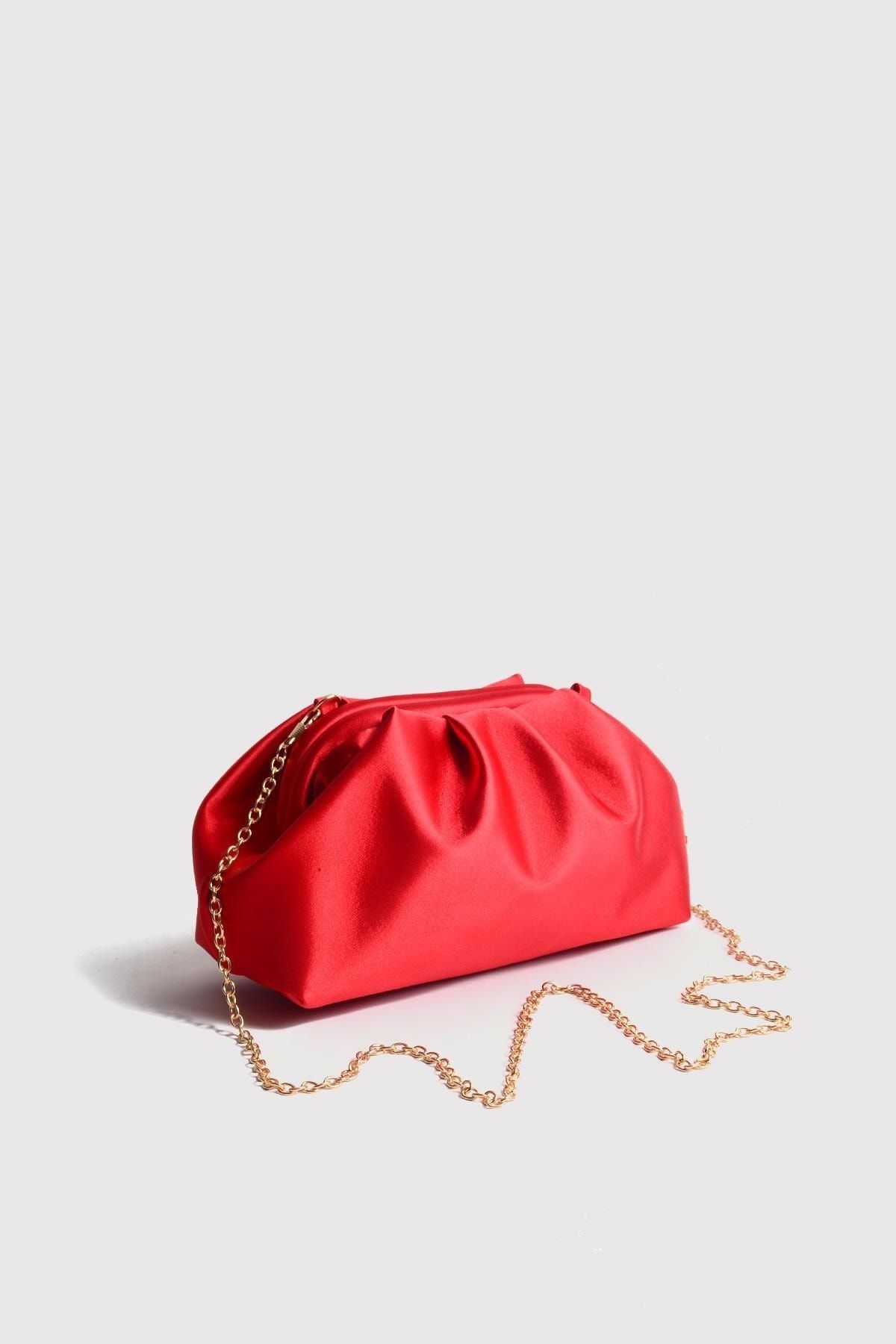 Red satin clutch bag sales