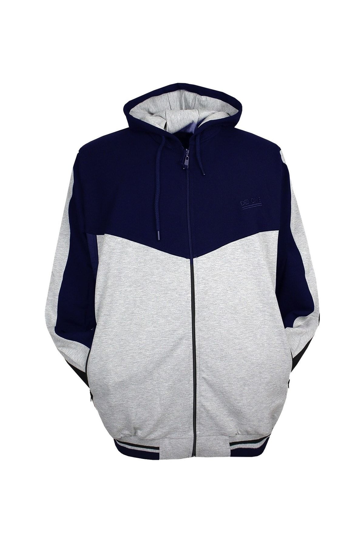 marufshop-Мъжки спортен екип с качулка, големи размери, сиво-тъмносиньо 7xl-10xl 2