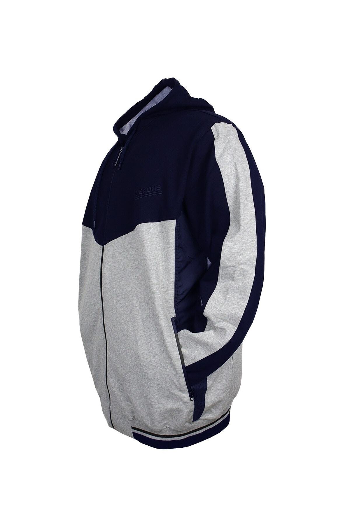 marufshop-Мъжки спортен екип с качулка, големи размери, сиво-тъмносиньо 7xl-10xl 3