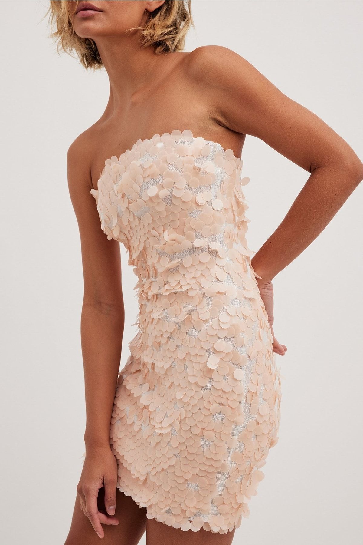 NA-KD Kleid Beige Basic