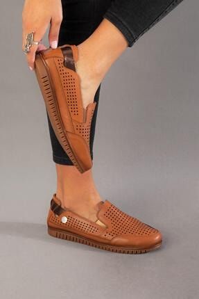 Kadın Yazlık Günlük Deri Taba Ortopedi Ayakkabı D21YA-145-B