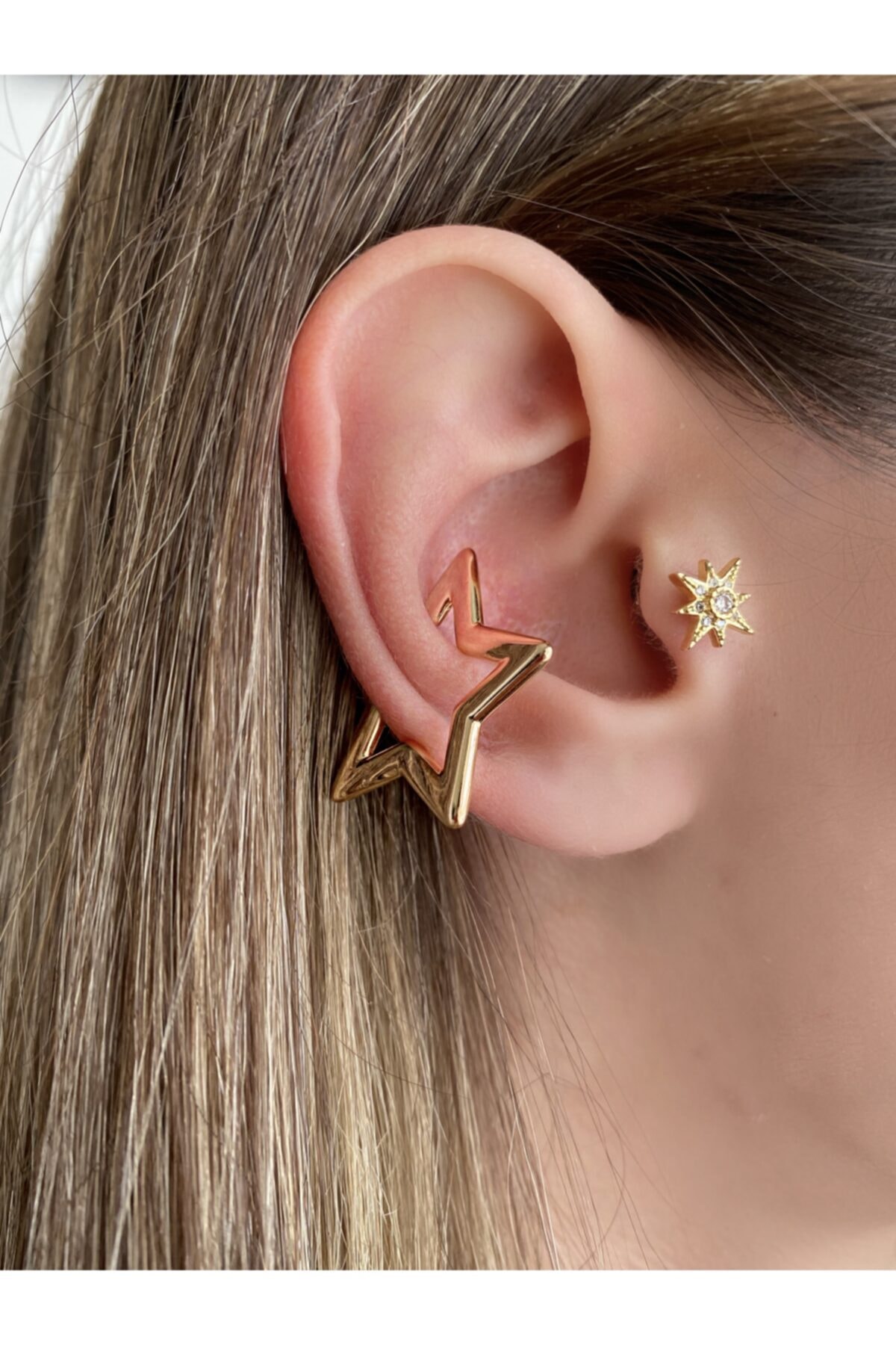 Women's Star Detailed Cartilage Earrings Chuff