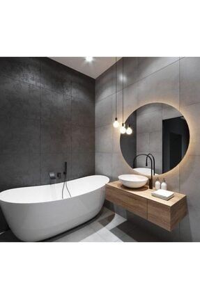 60 Cm Günışığı Ledli Yuvarlak Banyo Aynası/ Makyaj Aynası/ Prizli NRKS100-DLA60-PLL