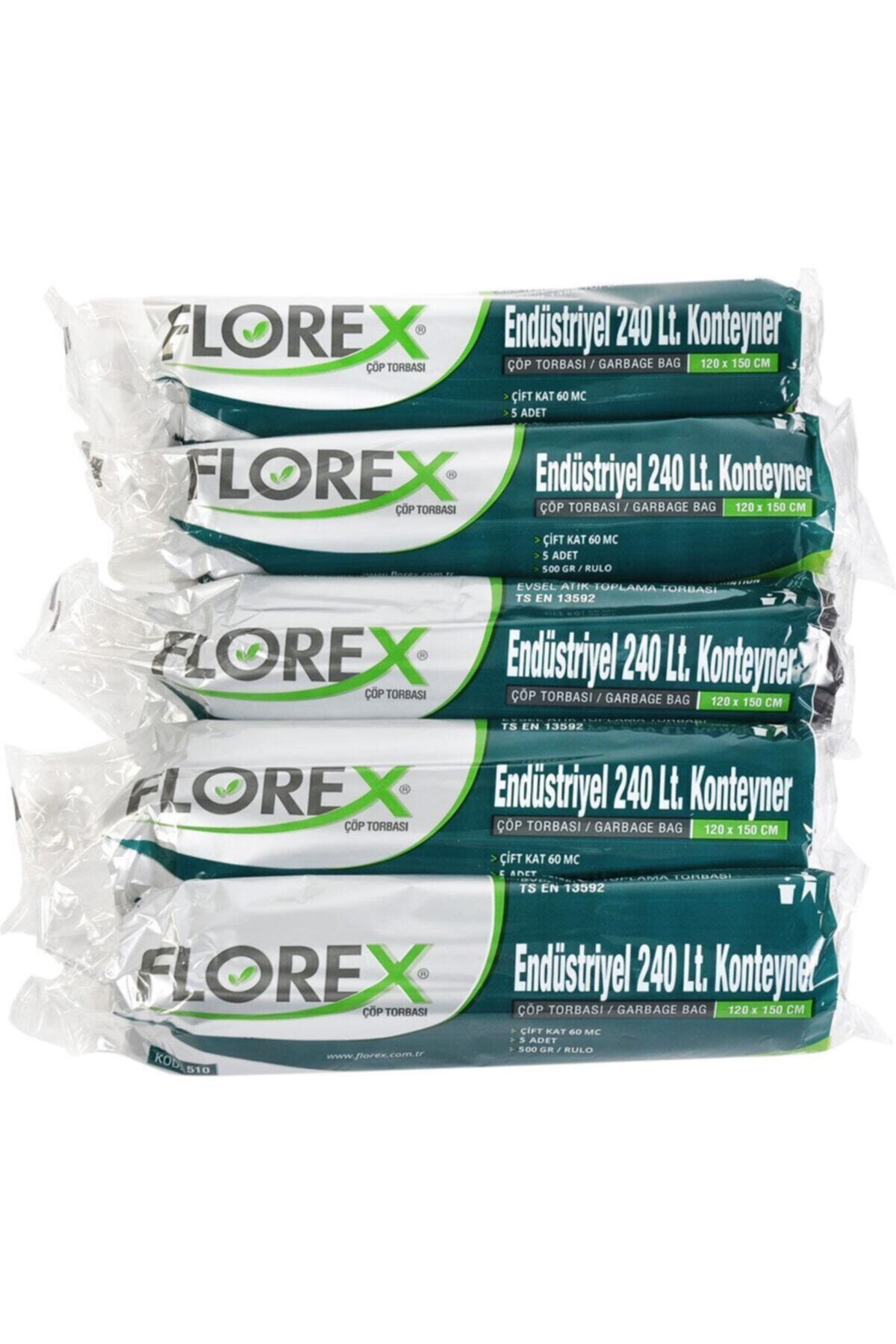 Florex 240 Lt Endüstriyel Konteyner Çöp Torbası Çöp Poşeti 120x150 Cm 5 Rulo 25 Adet