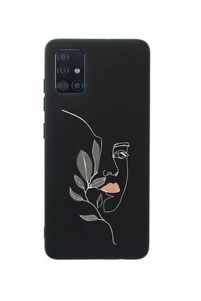 Samsung A51 Line Art Women Desenli Premium Silikonlu Siyah Telefon Kılıfı MCSAMA51LLAW