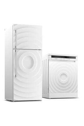 Buzdolabı Ve Bulaşık Makinası Sticker Kaplama Etiketi Beyaz Daireler bt-26