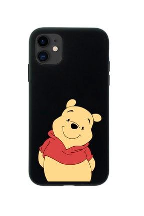Iphone 12 Sevimli Winnie Pooh Tasarımlı Siyah Telefon Kılıfı MCIP12LSWPH