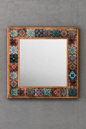 Masif Çerçeveli Mozaik Taş Ayna 43 Cm X 43 Cm (morocco-etnik Desen) AYN4040-072
