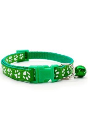 Pati Desenli Yeşil Renkli Ayarlanabilir Çıngıraklı Kedi-köpek Boyun Tasması TASMA02