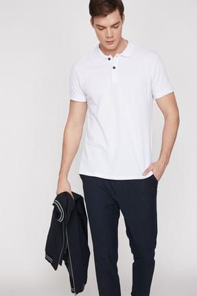 Erkek Beyaz Polo Yaka T-Shirt 9YAM12133LK