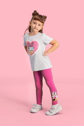 Lisanslı Açık Gri Kız Çocuk Pijama Takımı D4111-C
