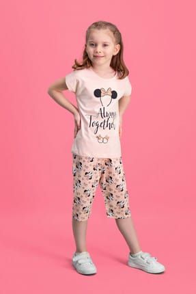 Lisanslı İnci Pembe Kız Çocuk Pijama Takımı D4102-C