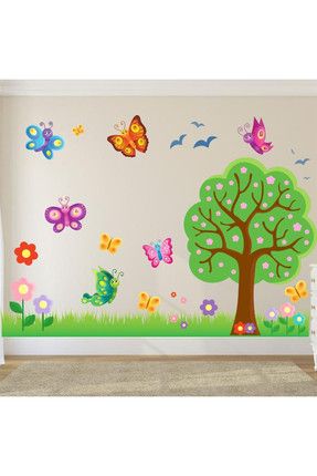 Kelebekler ve Doğa Konsept Bebek ve Çocuk Odası Duvar Sticker WALLST0022