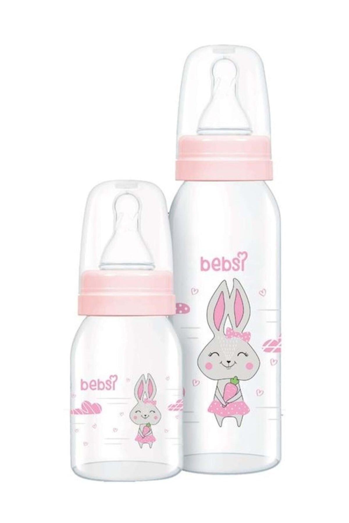 Bebsi Cam Biberon Seti Pembe (250ml+125ml) yeni doğan 0-6 Ay