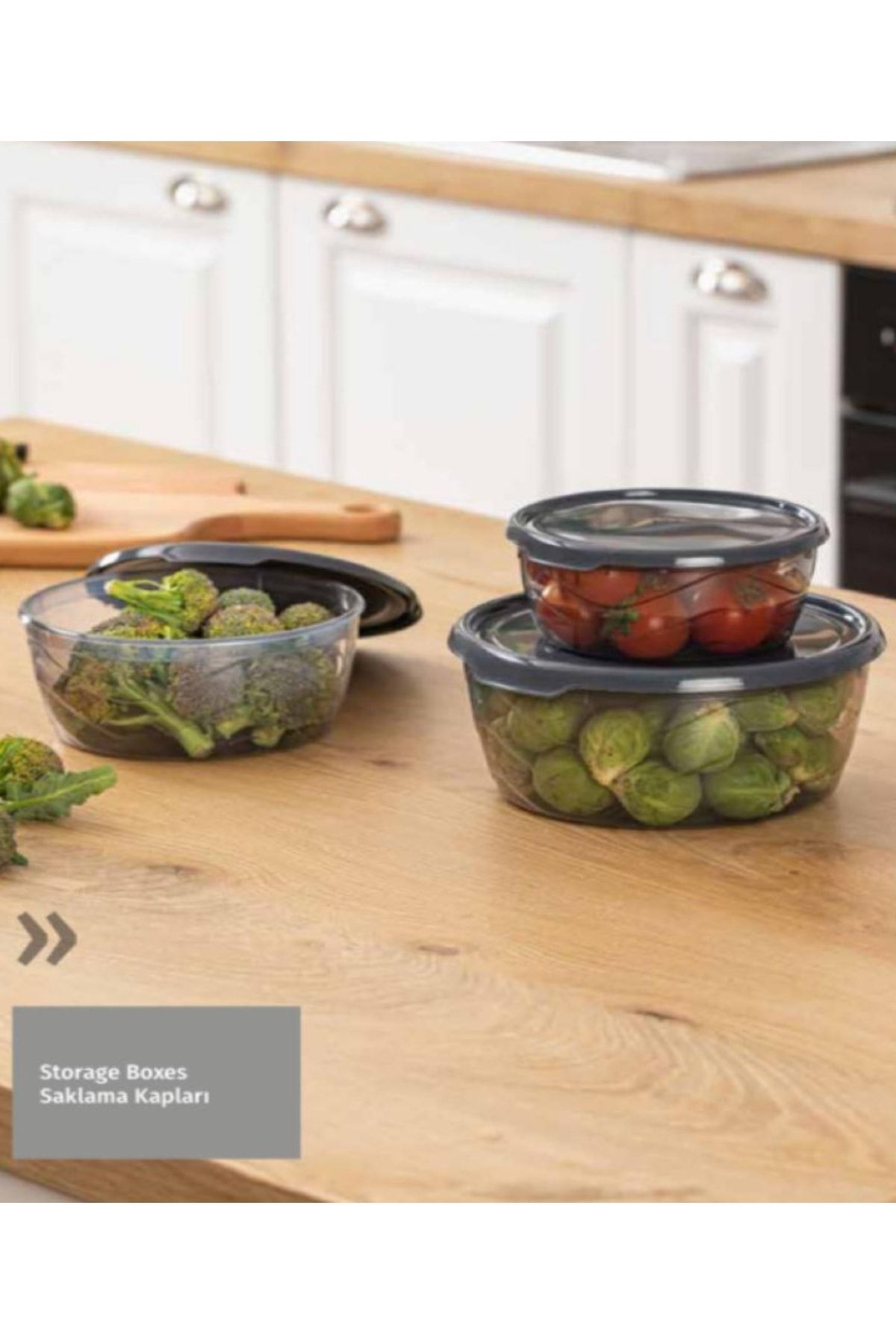 Bayev-Ak 658 3 Size Round Storage Container Set - Breakfast Food Storage Container with Lid 2