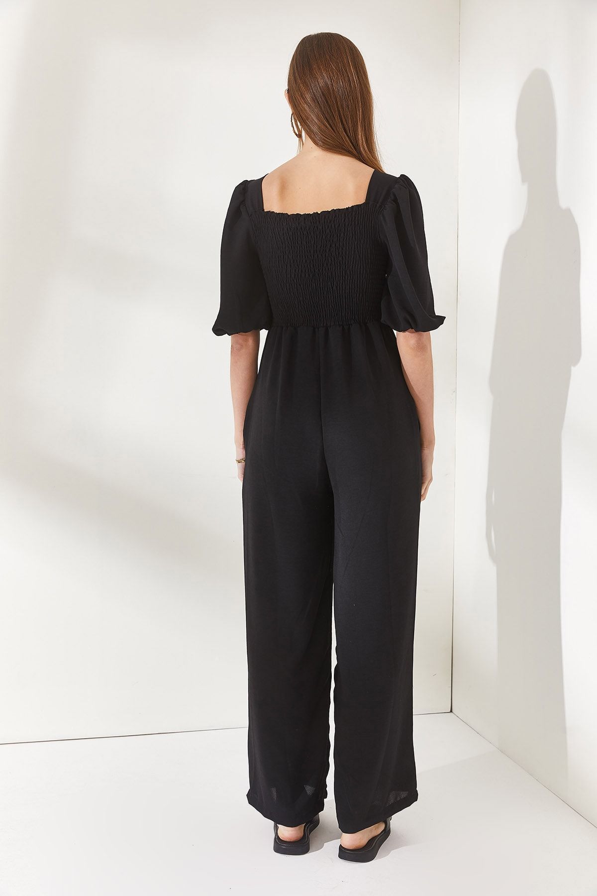 Olalook-Woman's Black Top Guiped Hidden Pocket Ayrobin Jumpsuit TLM-19000143 6