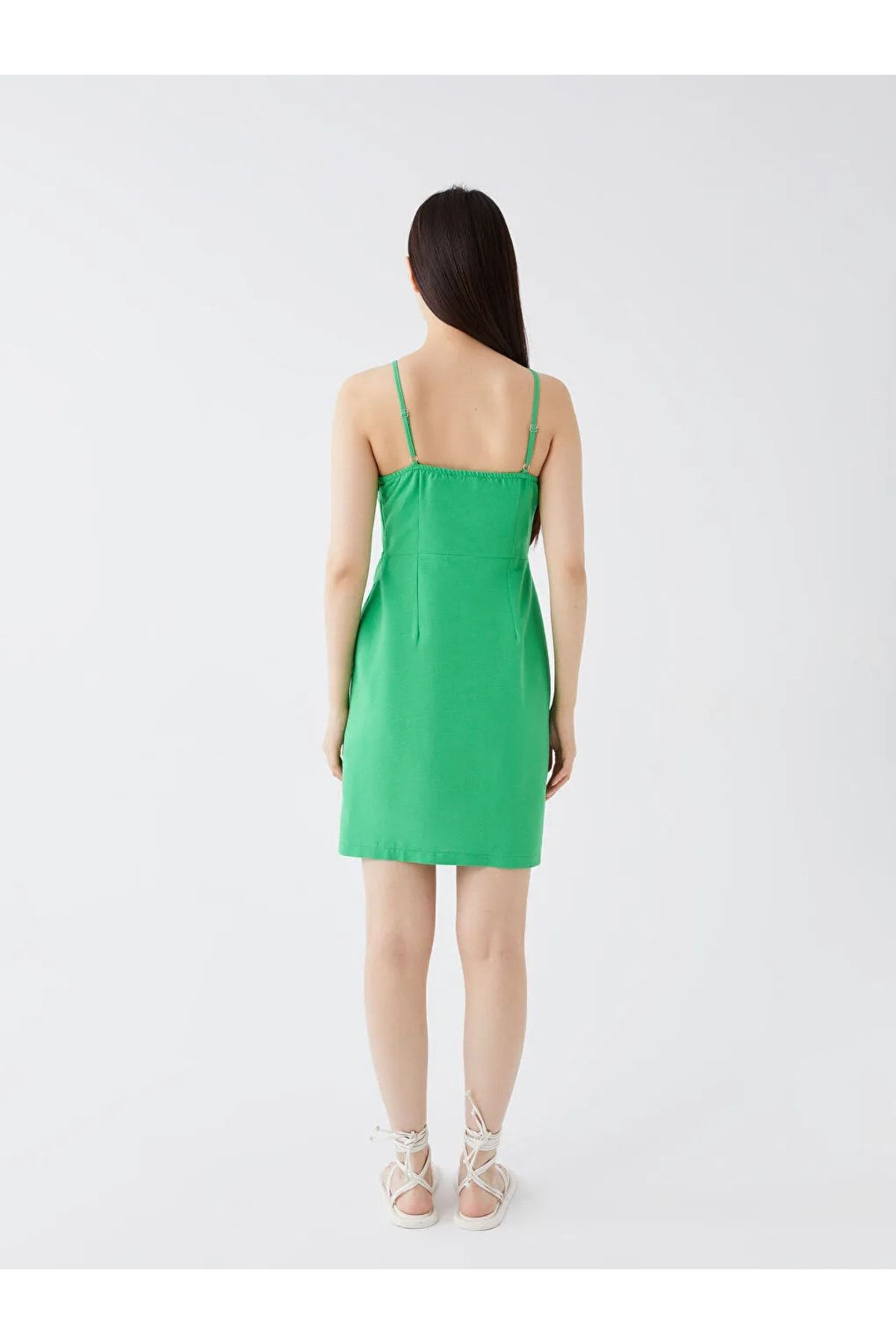 LC Waikiki-Lcw Rochie de damă casual cu guler cu curea dreaptă cu aspect de in Ofstr 4