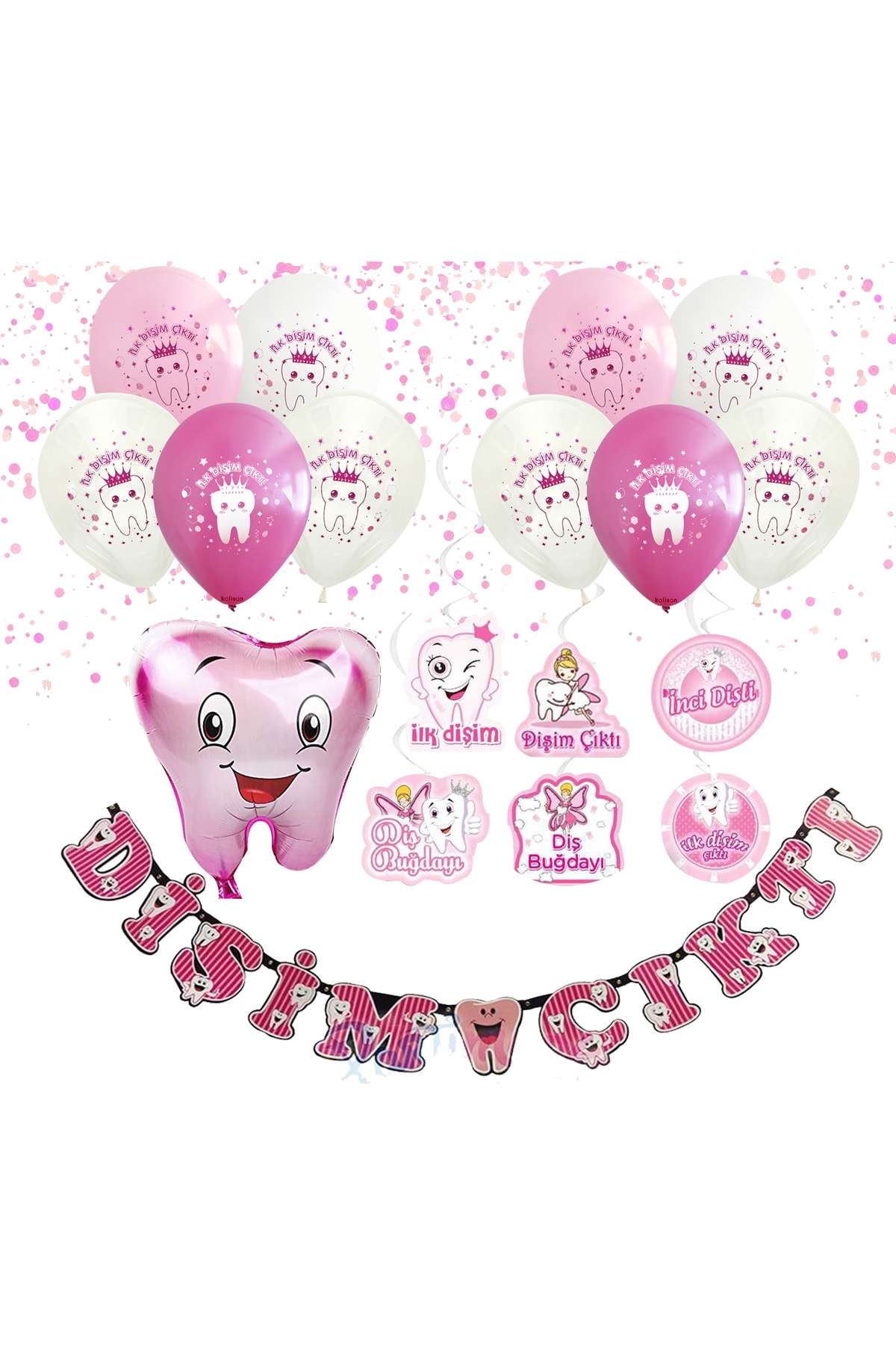 Partimarka Ilk Dişim Çıktı Diş Buğdayı Pembe Süsleme Seti