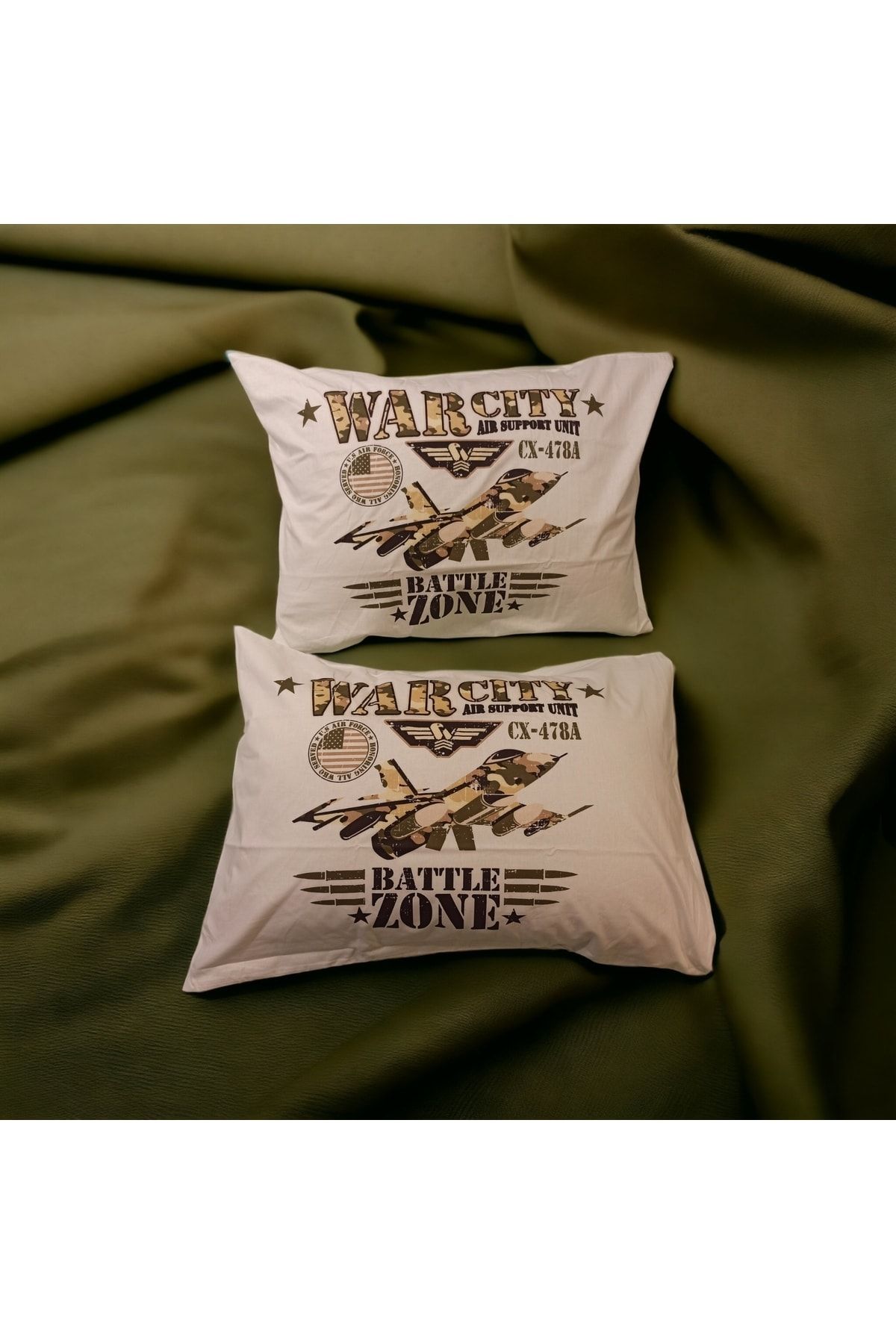 ŞENER HOME-100% Cotton Poplin Warcity 2-Piece Pillow Case 50x70 Cm 1