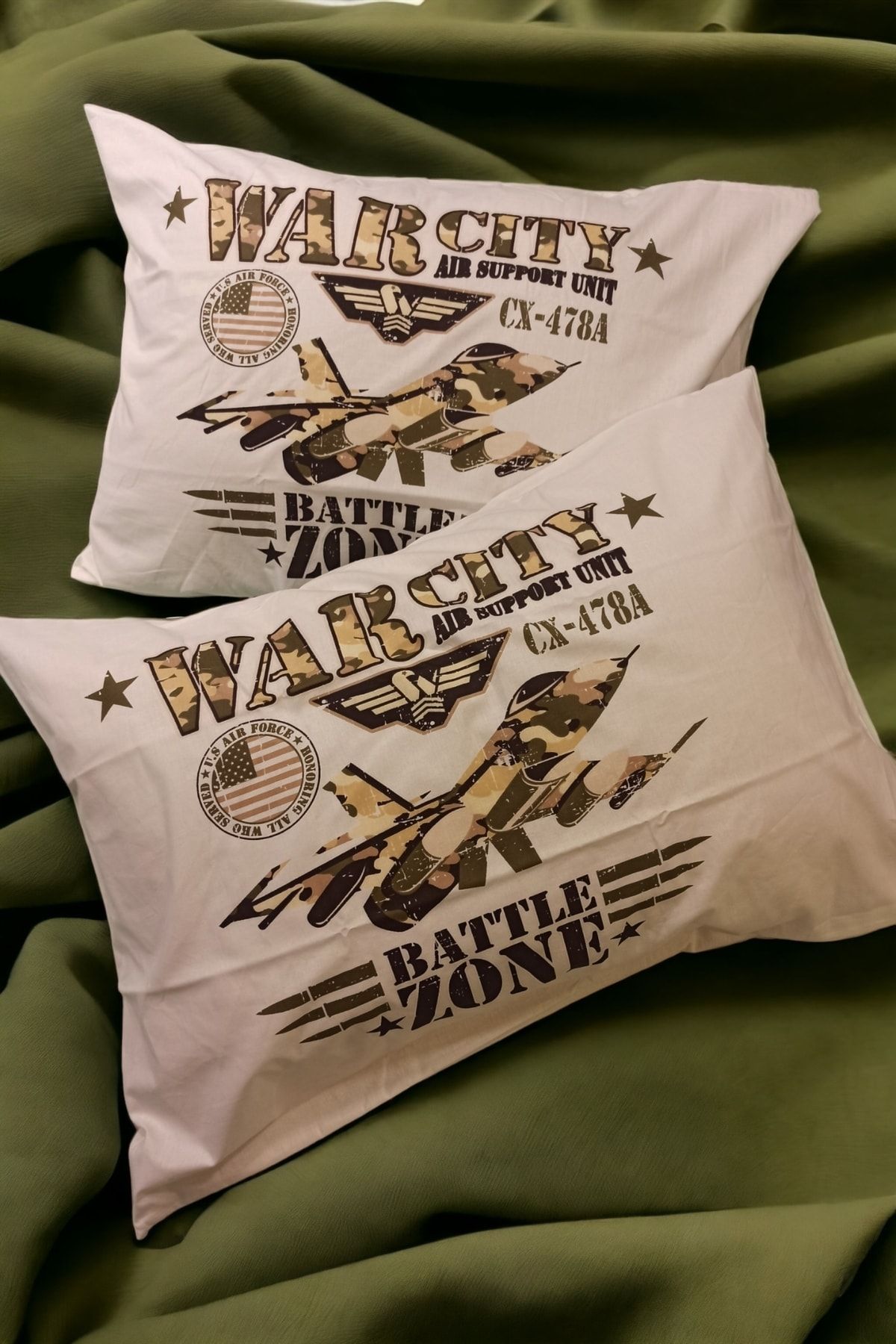 ŞENER HOME-100% Cotton Poplin Warcity 2-Piece Pillow Case 50x70 Cm 3