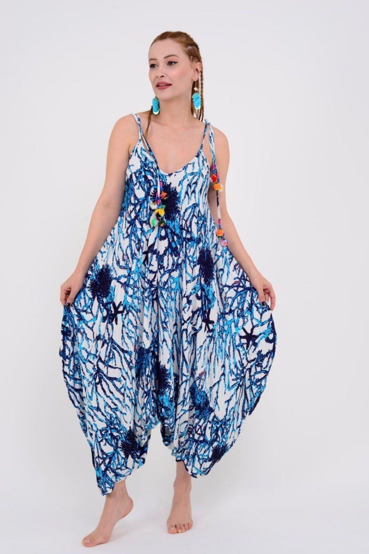 White bohemian jumpsuit sale