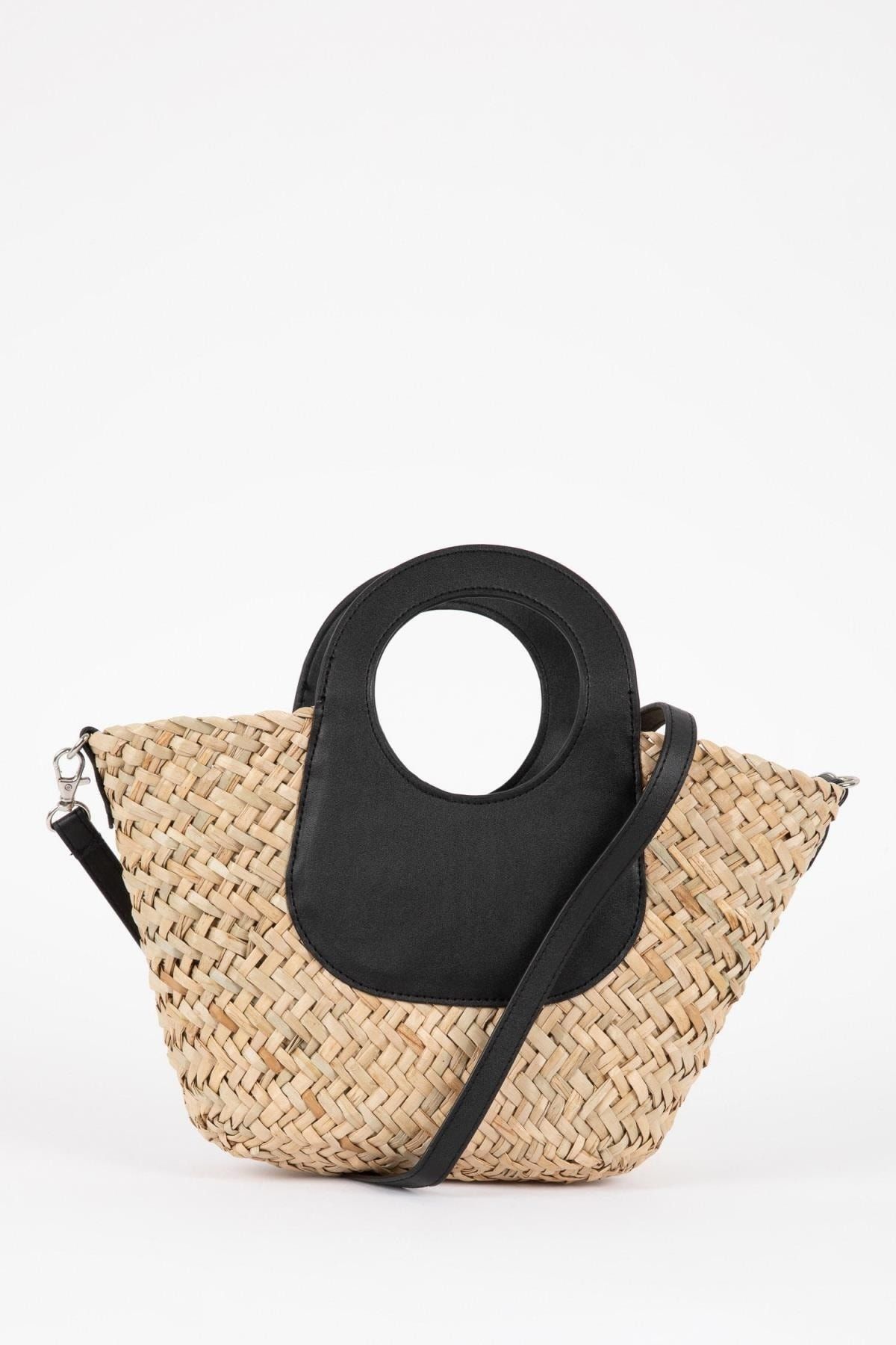 Black straw 2025 shoulder bag