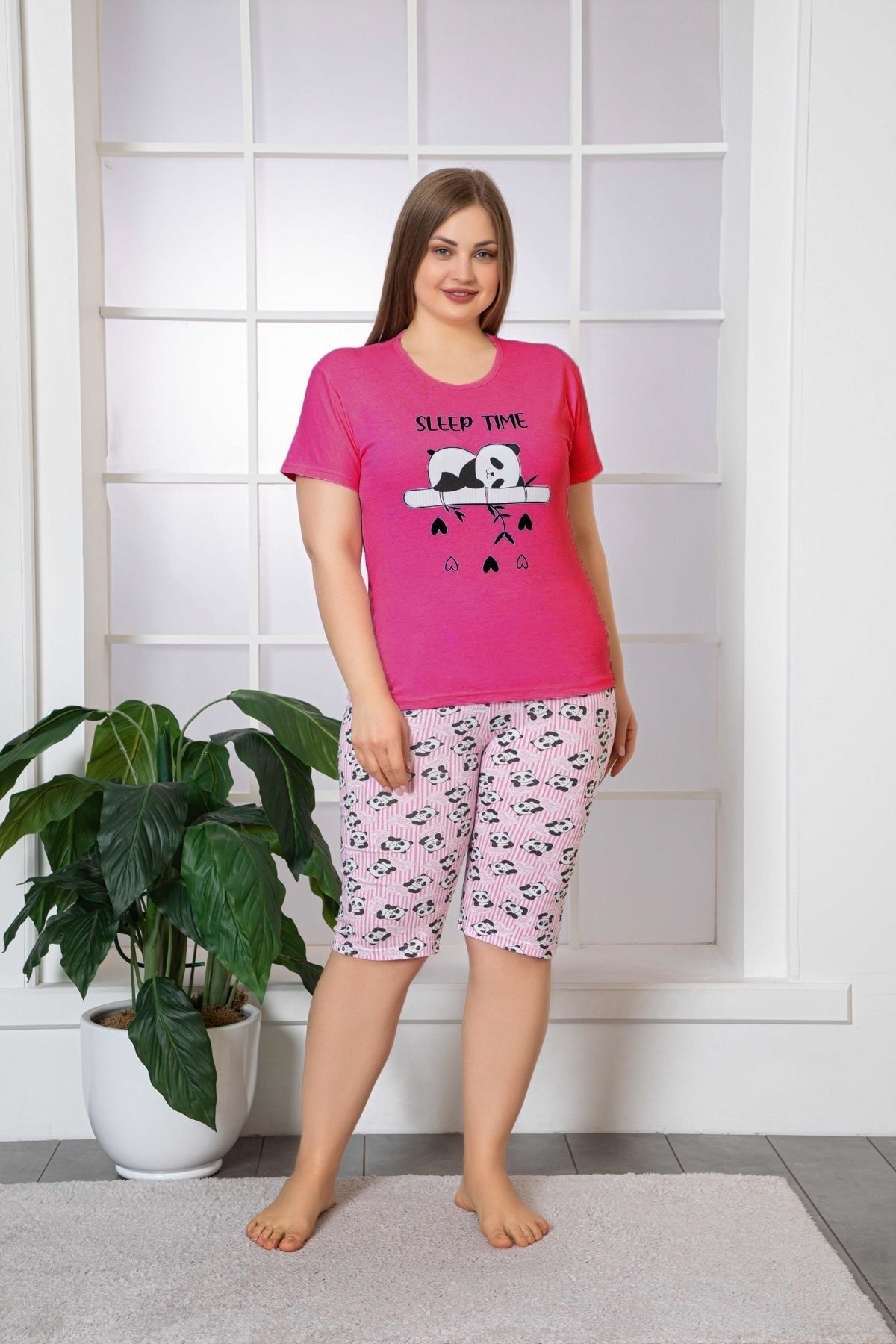 MAY MARA Women s Plus Size Capri Pajama Set Trendyol