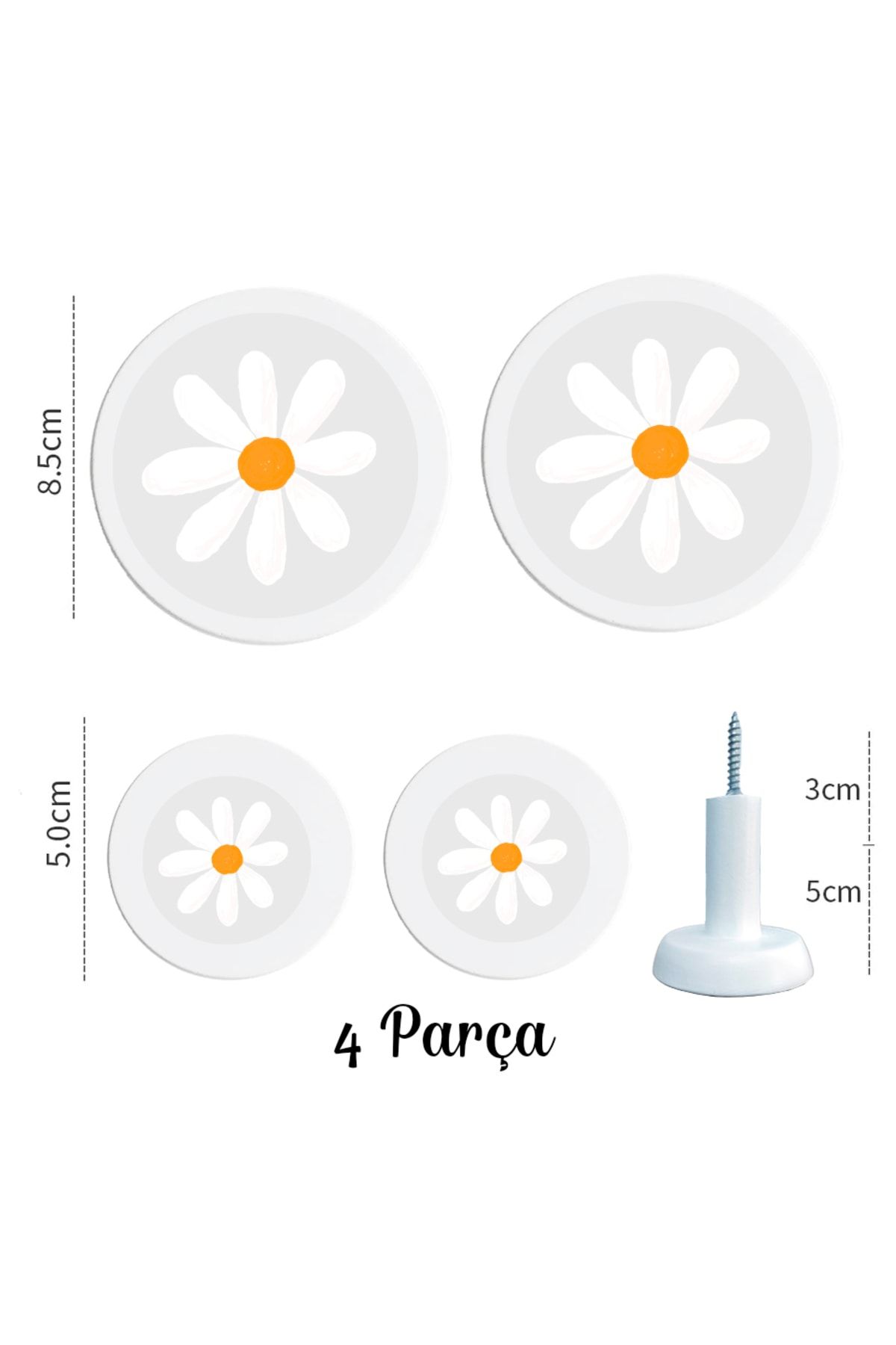 CajuArt-4-piece Round Daisy Flower Patterned Office Hall and Wall Hanger 3