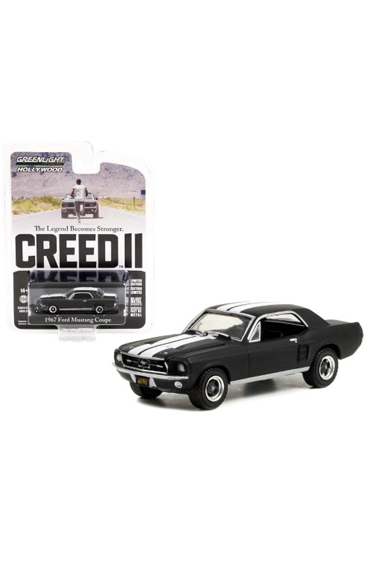 Greenlight 1:43 Creed Modellino Ford Mustang Coupé 1967 Nero Opaco, Scala 1:43 Greenlight, Serie Creed Mustang Nero Opaco Scalat