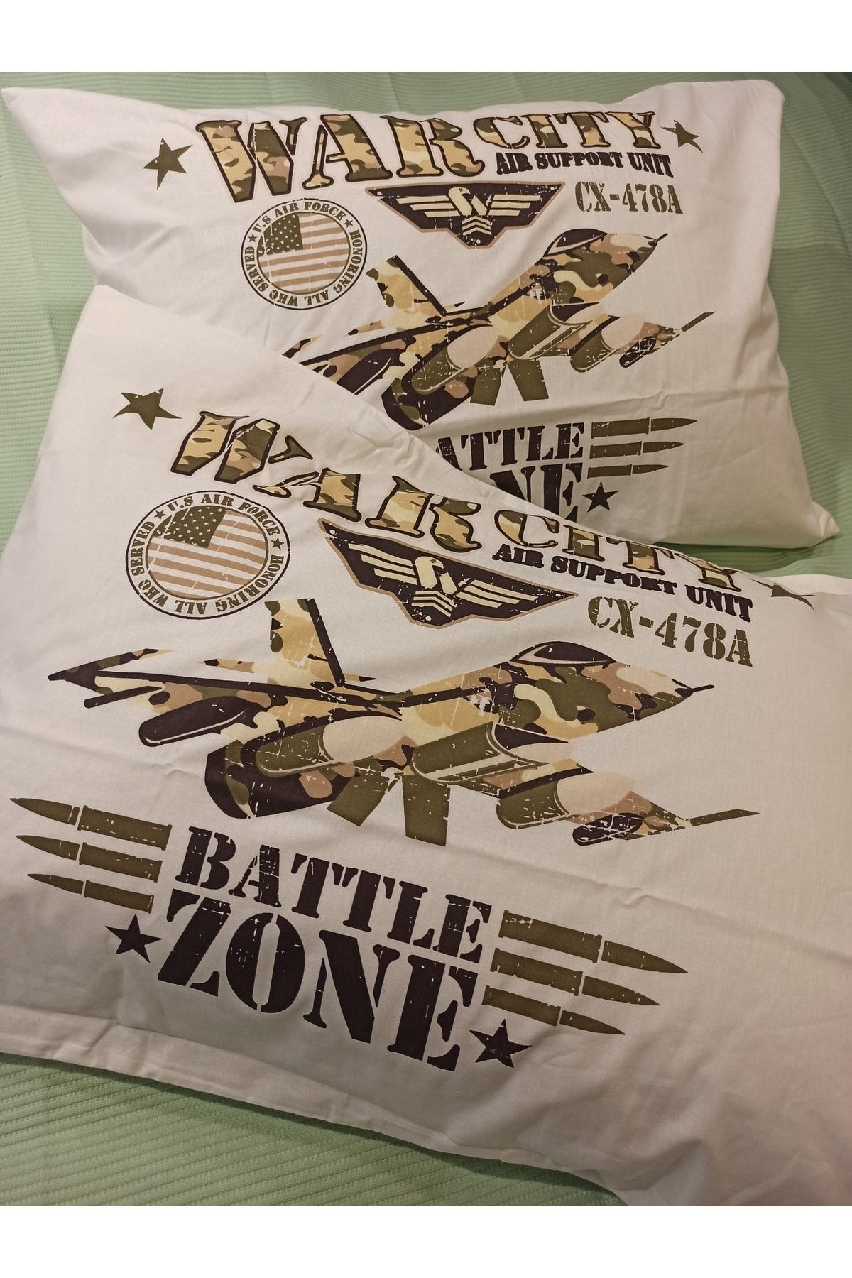 ŞENER HOME-100% Cotton Poplin Warcity 2-Piece Pillow Case 50x70 Cm 6