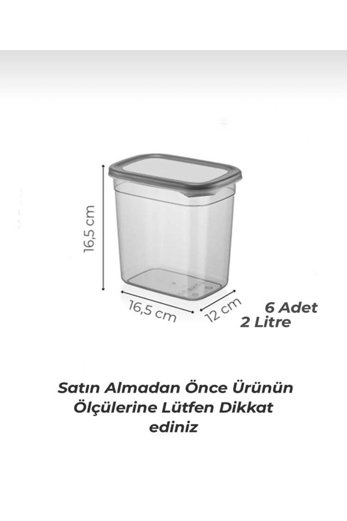 Dem Home-Set of 6 Anthracite Rectangular Storage Containers 2000ml - Set That Can Be Made Multiple Sets 2