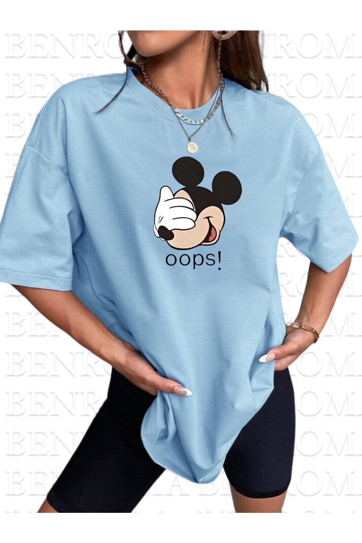 BENROMA Футболка унісекс з принтом Міккі в стилі "оверсайз
