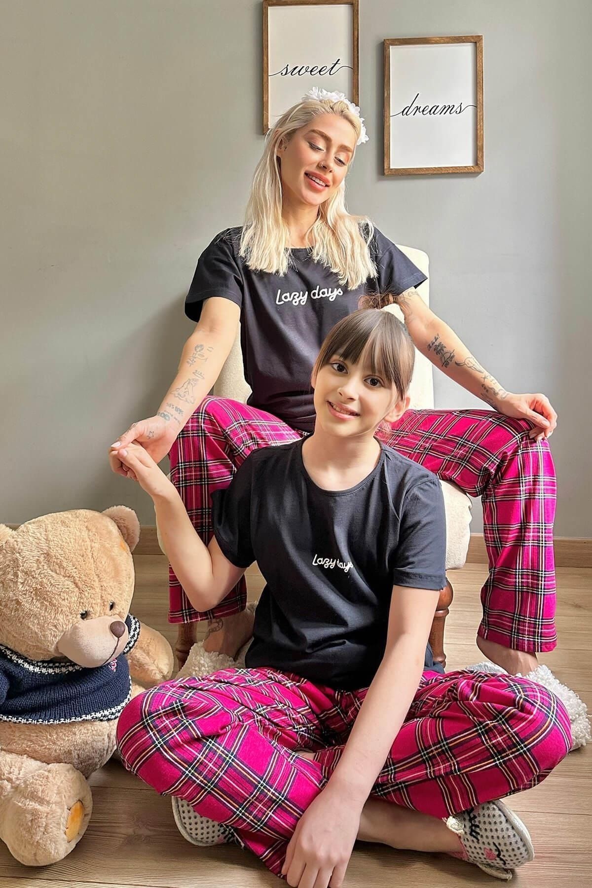 Pijamaevi Lazy Days Short Sleeve Mother Daughter Family Pajamas