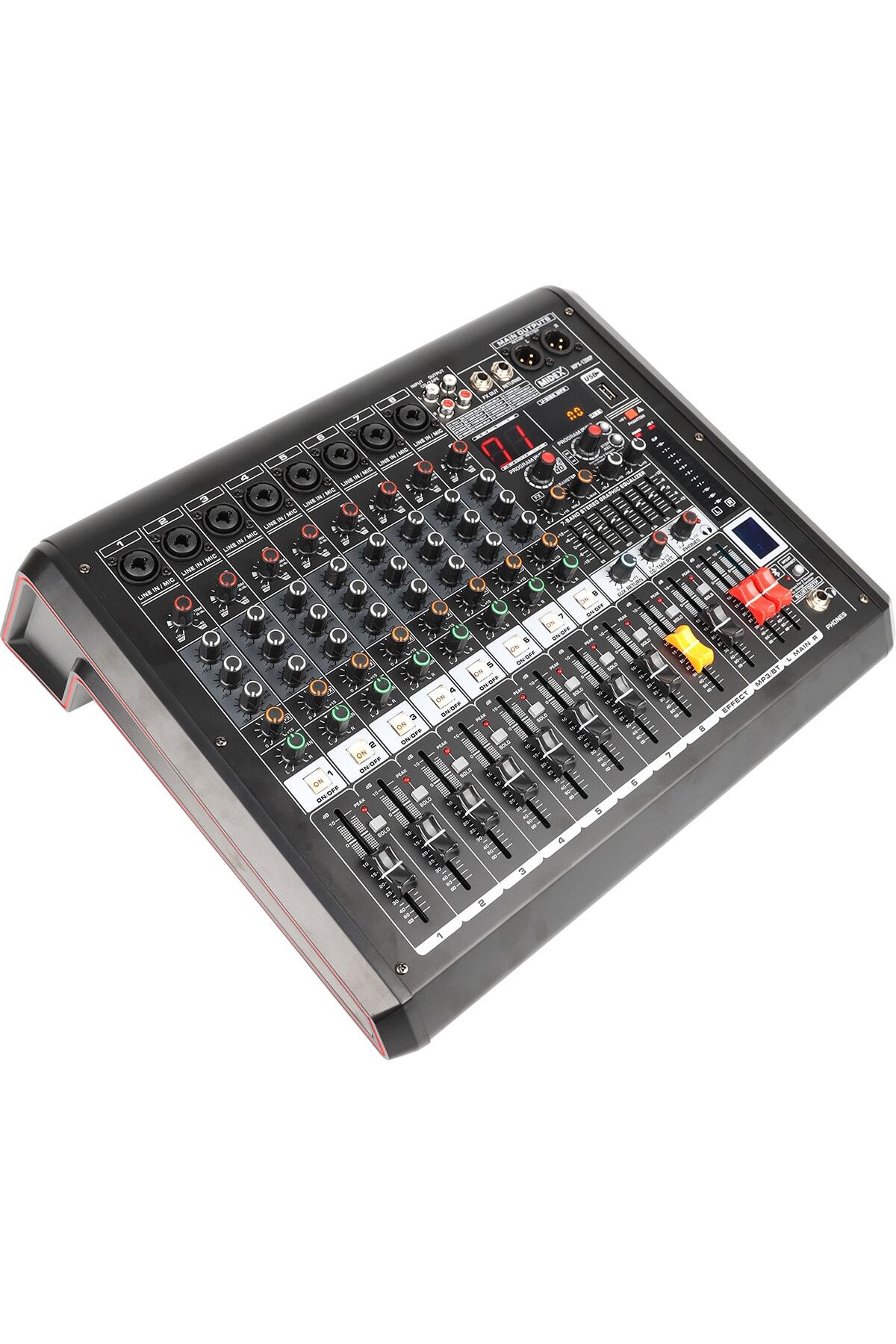 Midex Mpx-1200p Power Mikser Amfi 8 Kanal 2x600w Multi Efekt Bt Eq