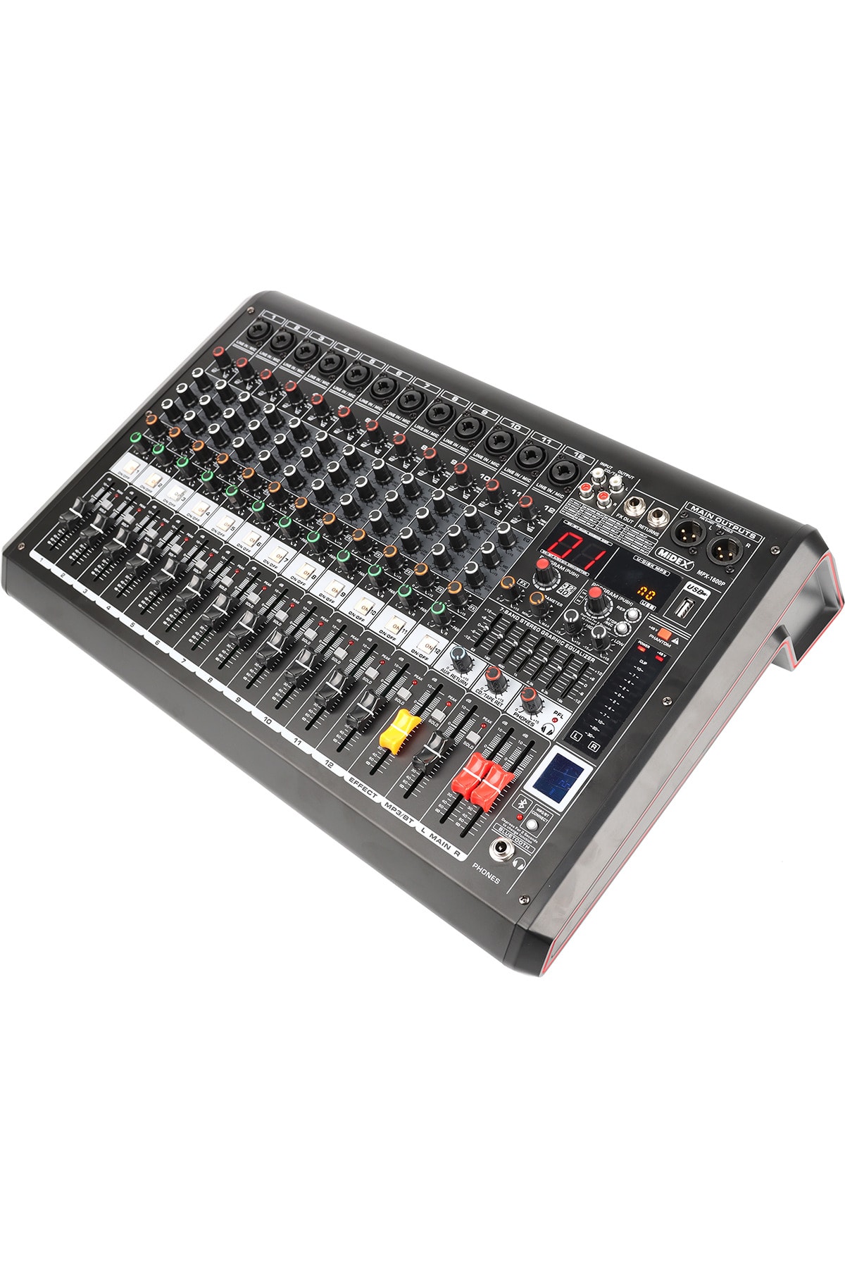 Midex Mpx-1600p Power Mikser Amfi 12 Kanal 2x800w Multi Efekt Bt