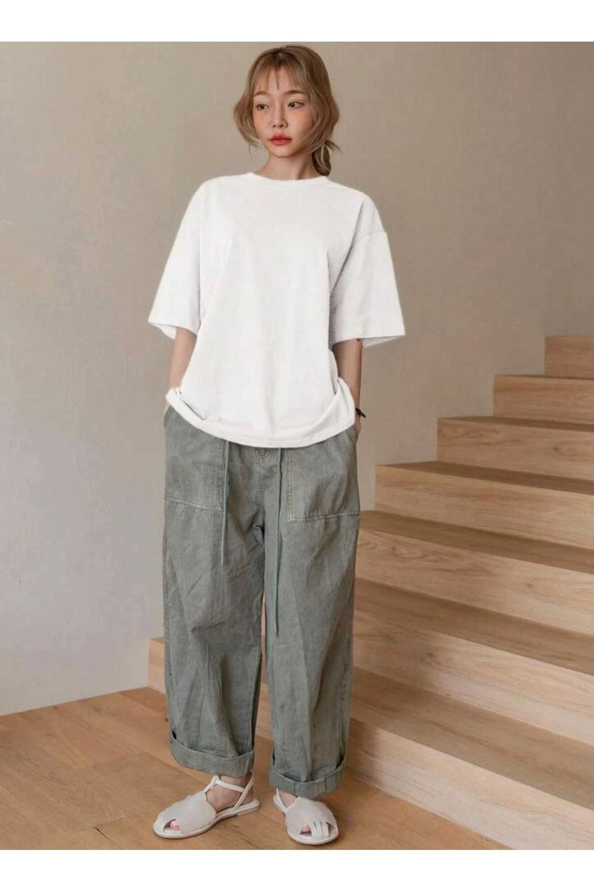 AFROGİYİM-White Oversize T-Shirt - Women, Fructification Printed 3