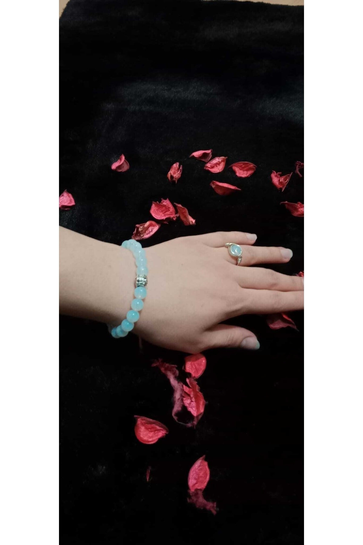 Doğal Opal Ay Taşı Bileklik Ve Yüzük Set 2
