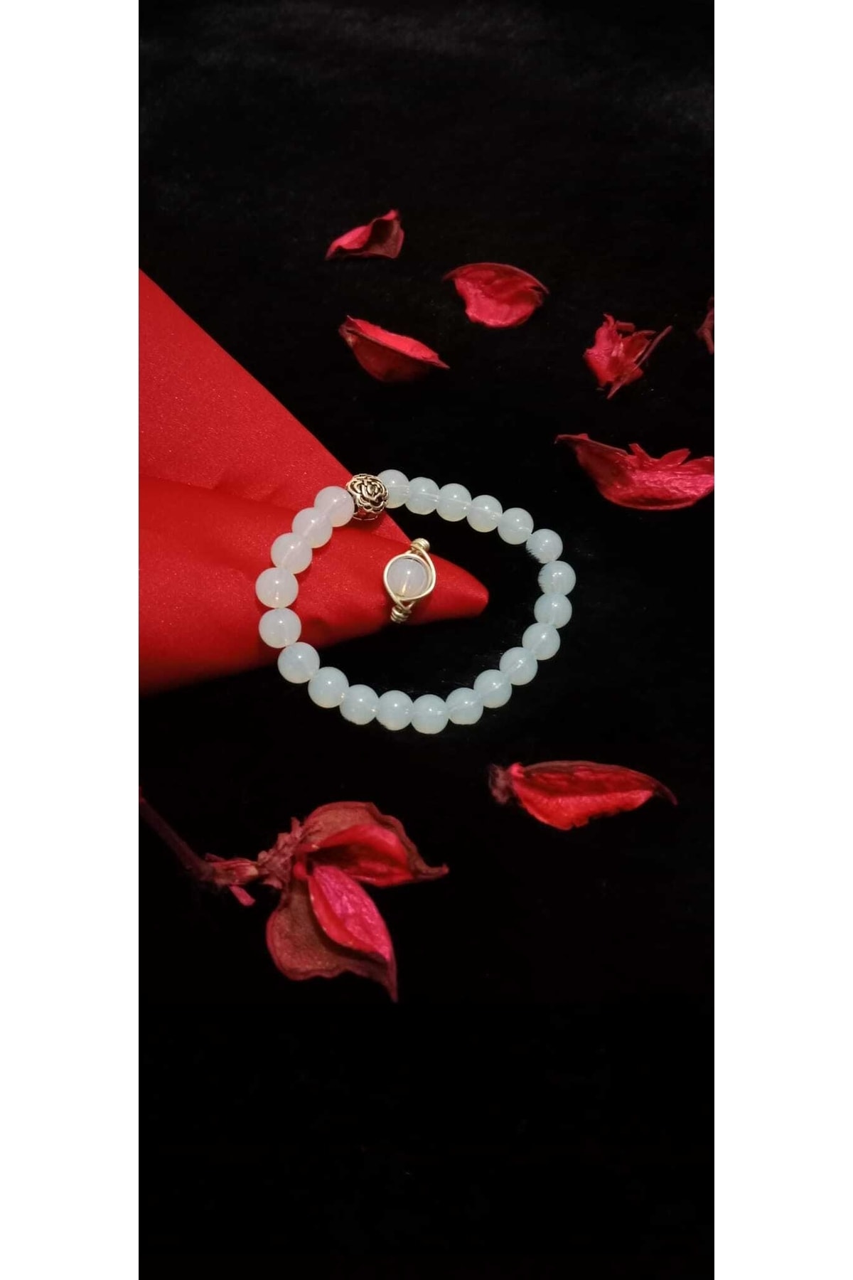 Doğal Opal Ay Taşı Bileklik Ve Yüzük Set 3