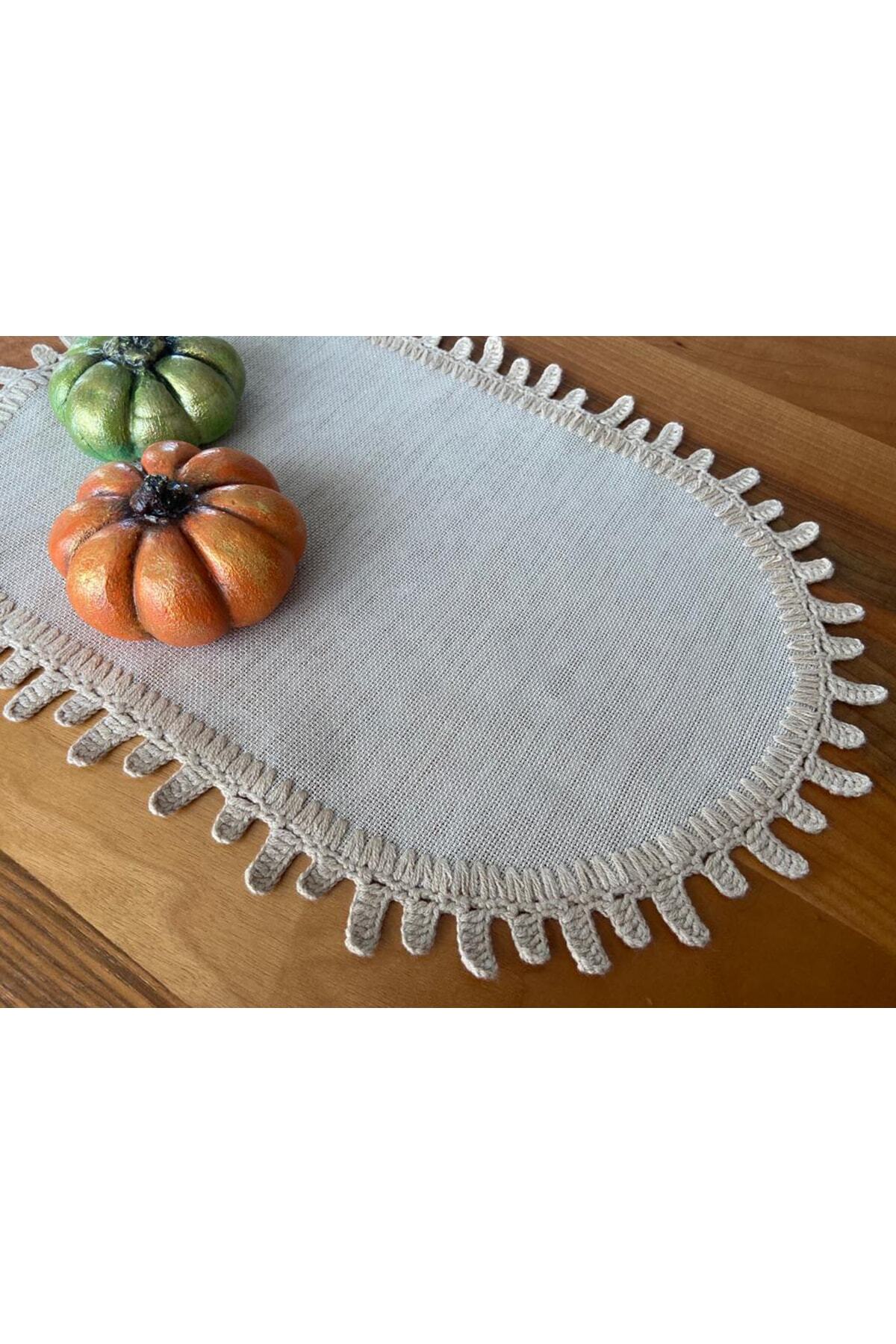Linen Kumaş Kenarları El Örgülü Sehpa Örtüsü Masa Örtüsü Runner Amerikan Servis Tepsi Örtüsü