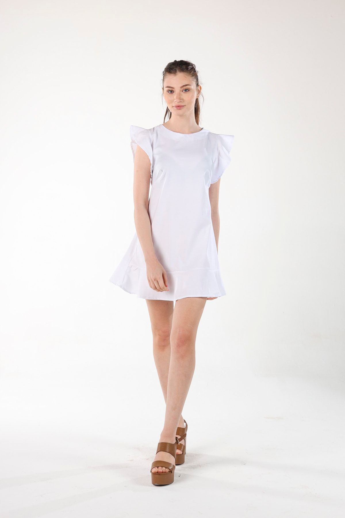 ALIS DRESS Белое мини-платье с воланами RBA-1005