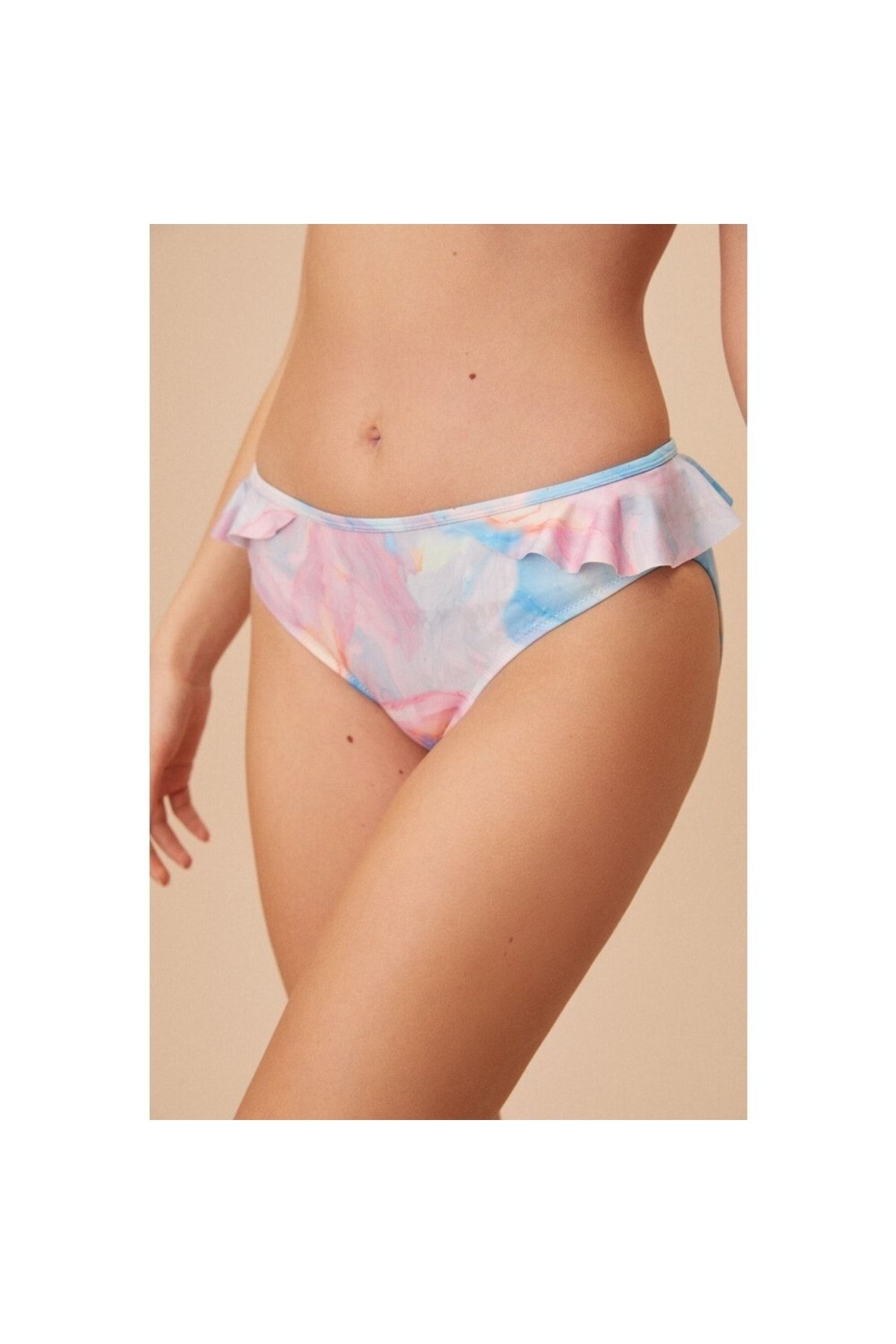Dennis Denise-Batik Patterned Ruffle Bikini Bottom 1