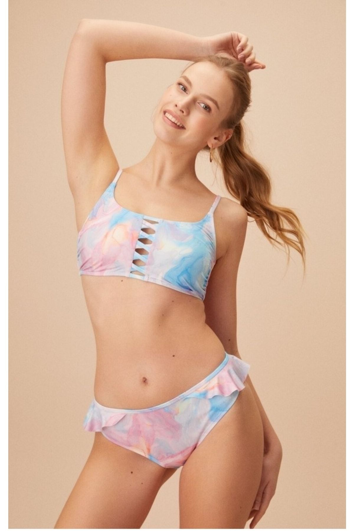 Dennis Denise-Batik Patterned Ruffle Bikini Bottom 4