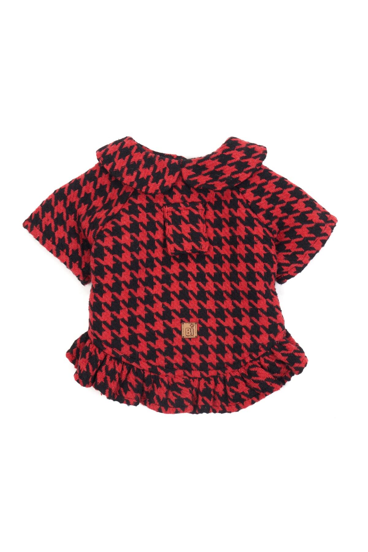 Bi Dolap Ponçik-Bi Bella Jacket Houndstooth Pattern Red Cat Dog Clothes & Jacket 1